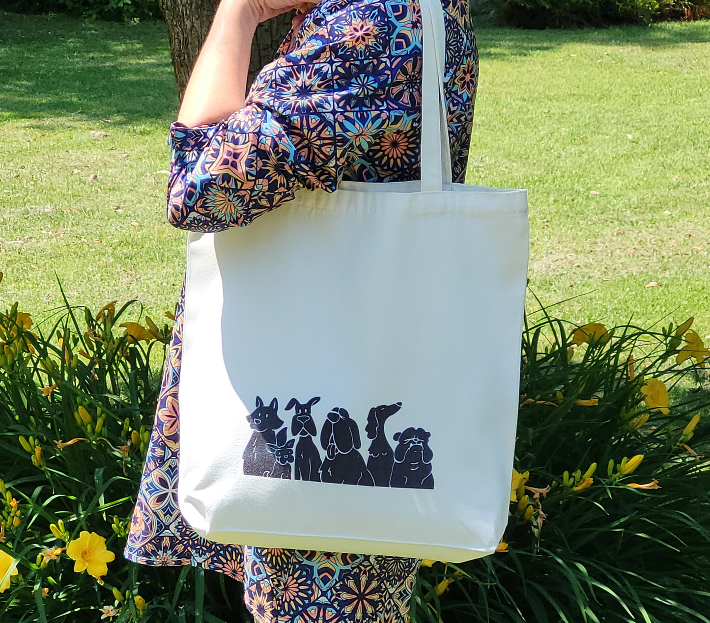 Tote Bag with a Whimsical Dog Print