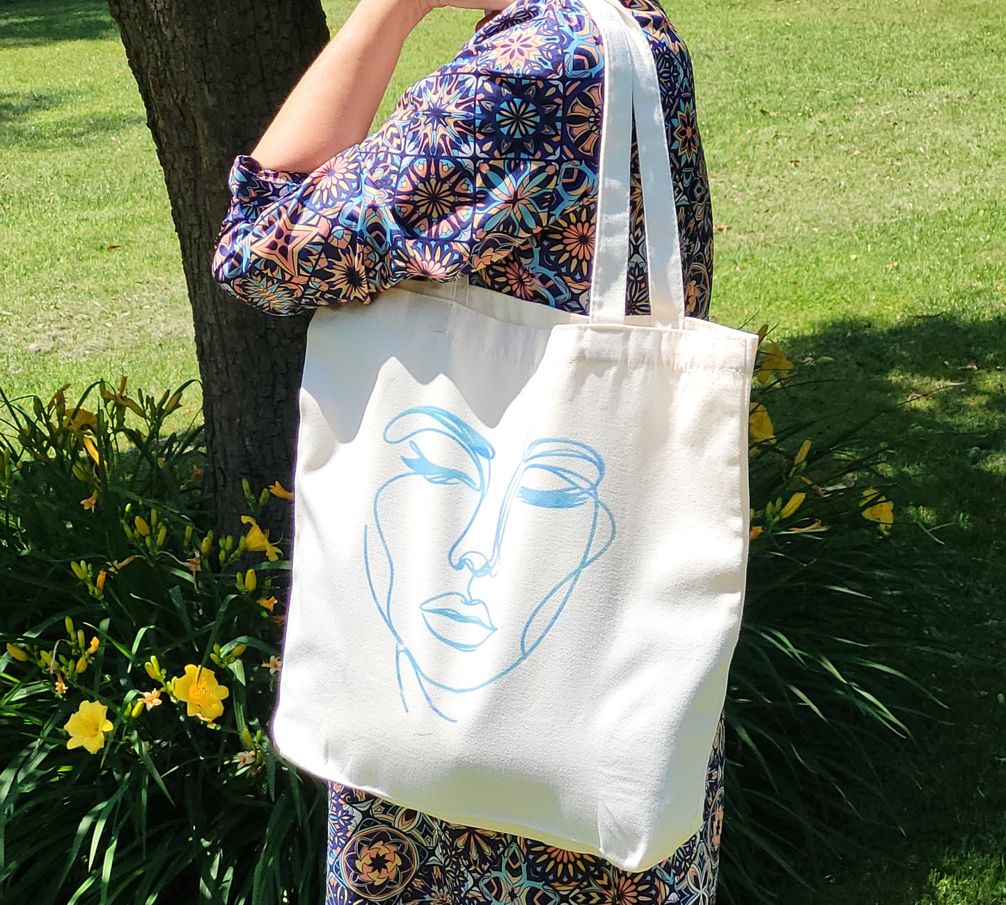 Tote Bag with a Woman's Face Print