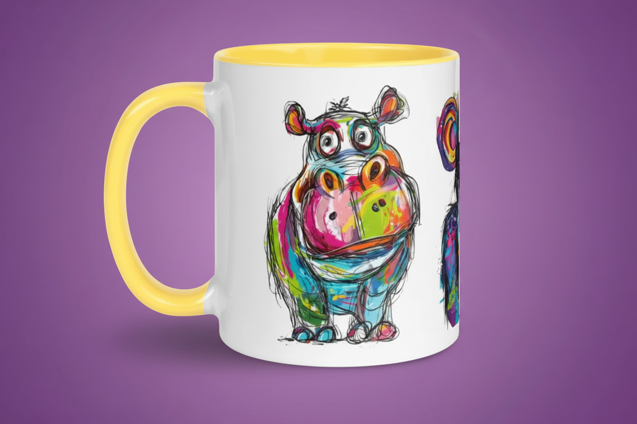 Funny Mug with Colorful Jungle Animal Print