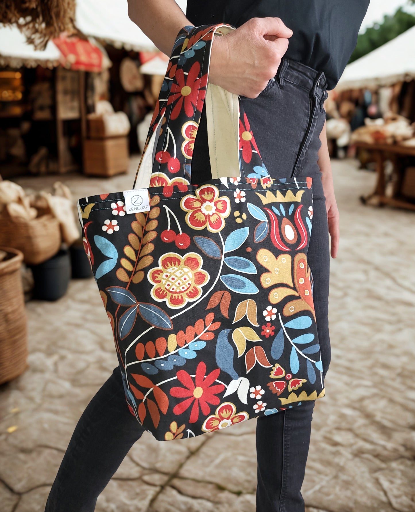 Tote Bag with Scandinavian Pattern - Everyday Ritual Tote Bag