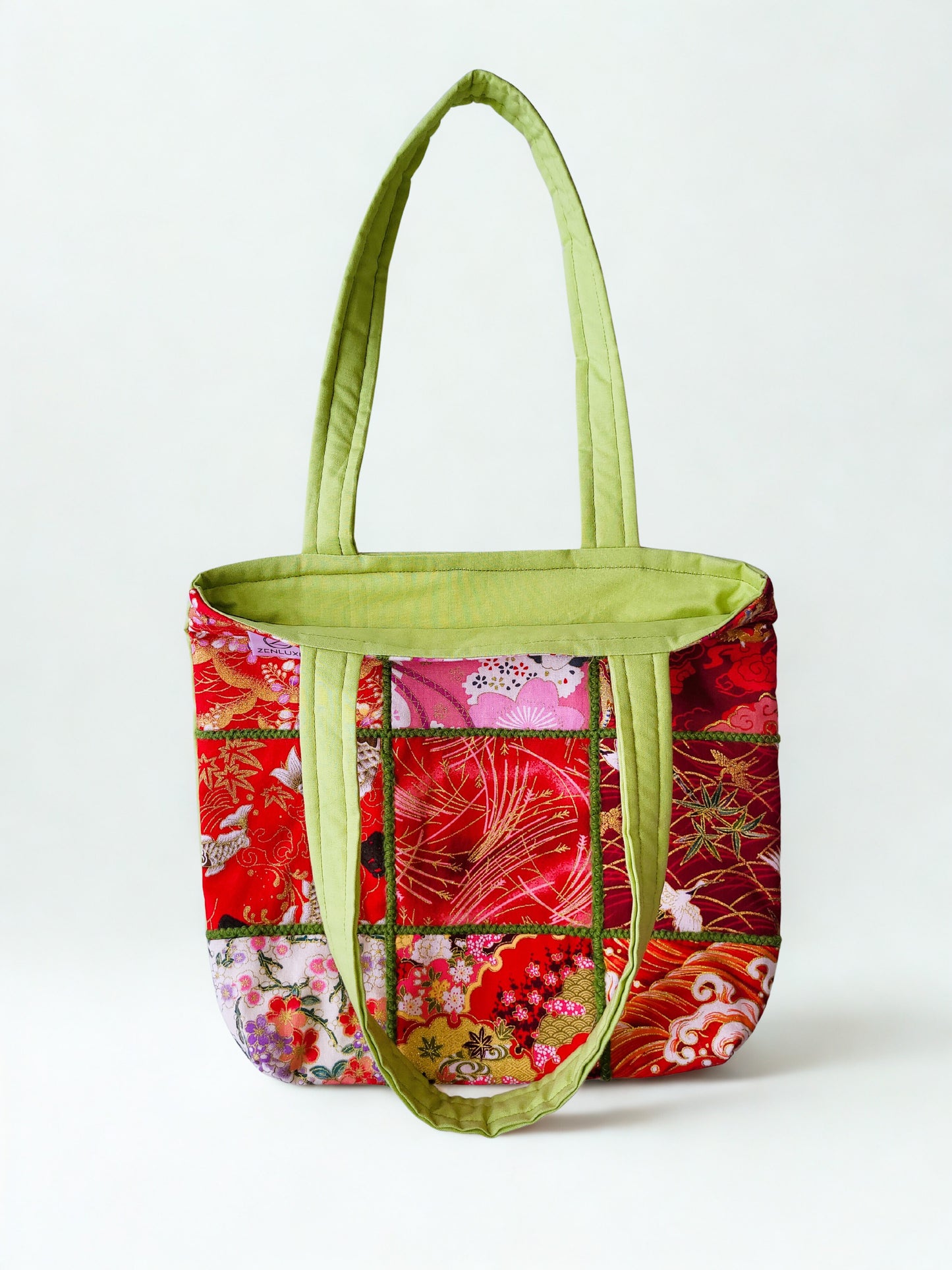 Mini Tote Bag with Japanese Patchwork Design