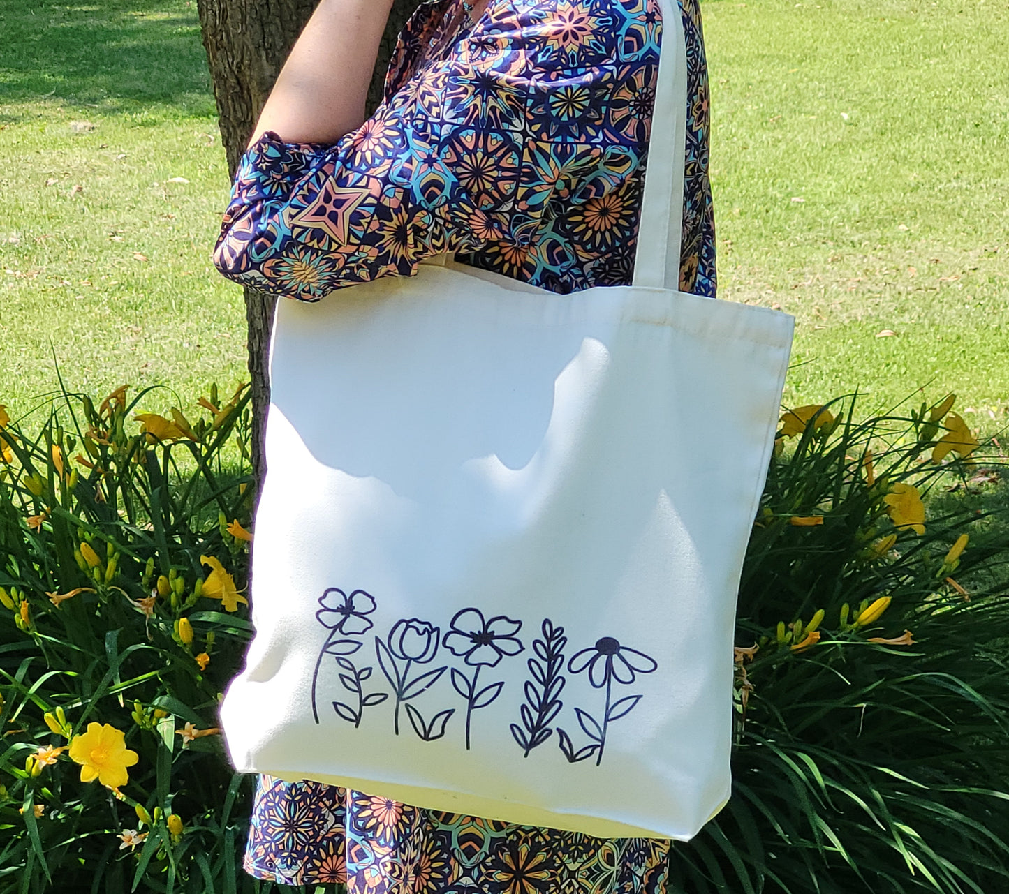 Tote Bag with a Flower Print