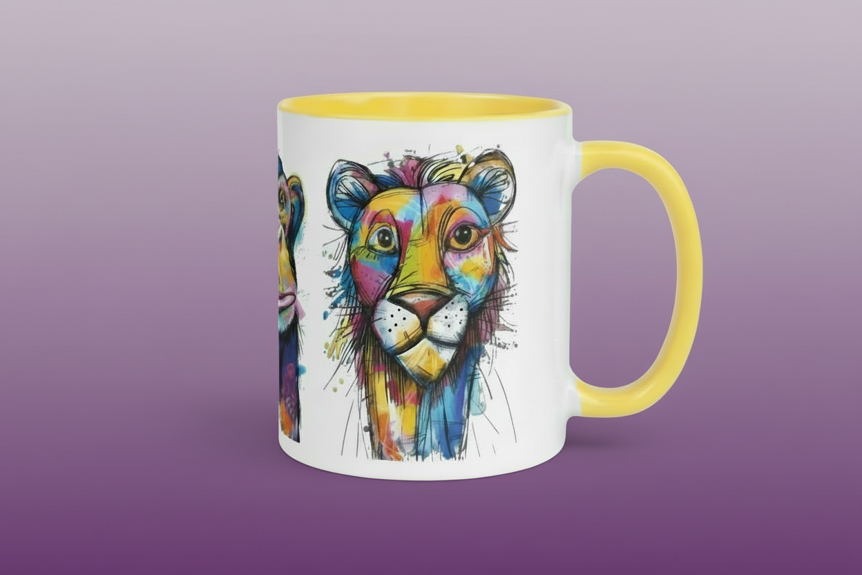 Funny Mug with Colorful Jungle Animal Print