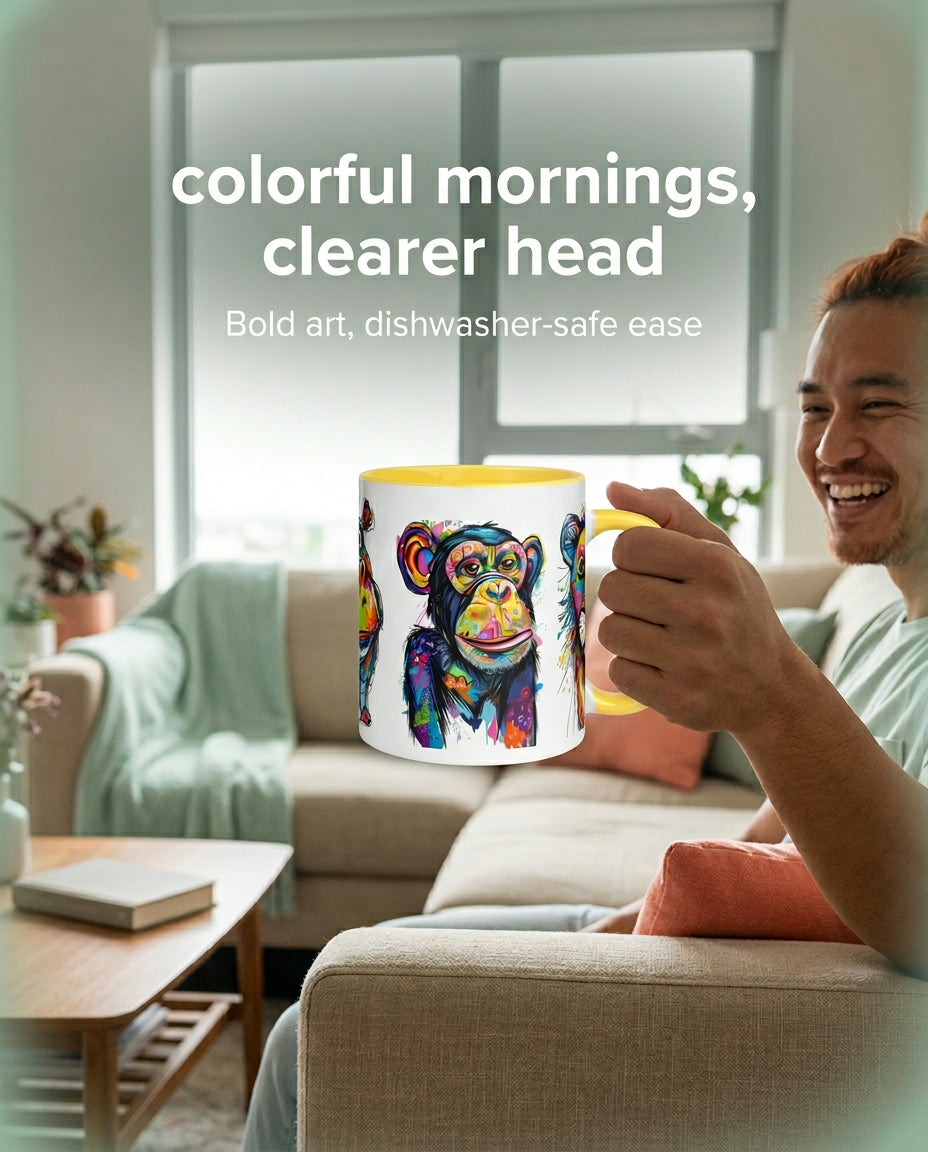 Funny Mug with Colorful Jungle Animal Print