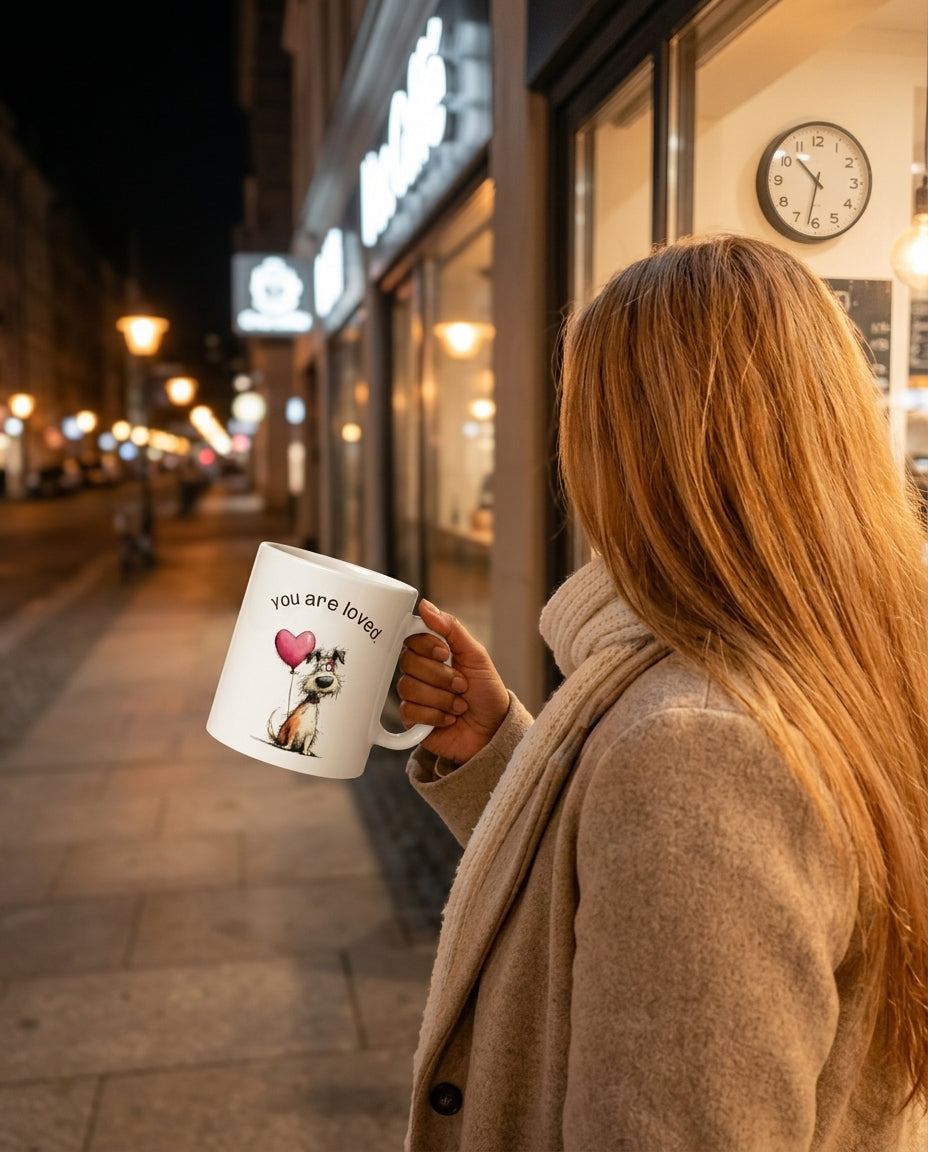 White Mug with Adorable Dog Print