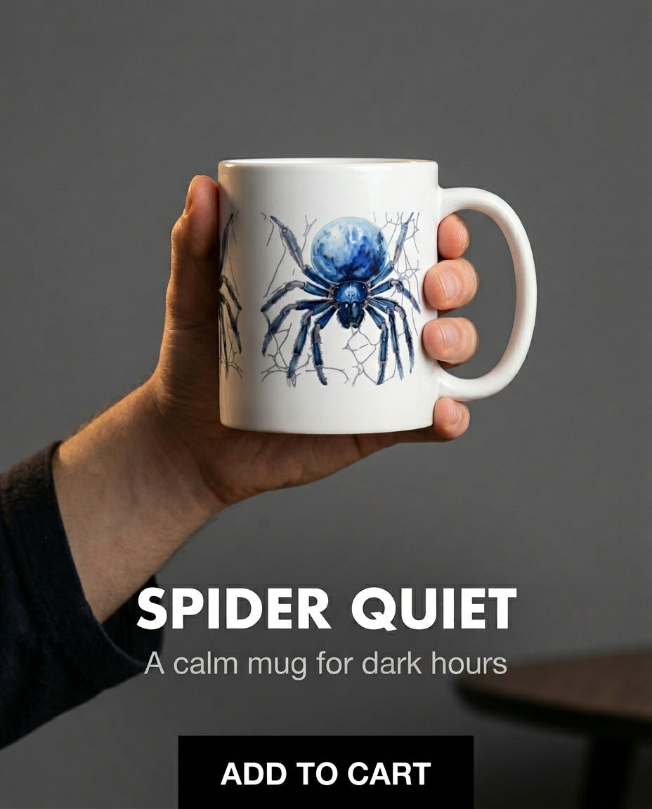 White Mug with Spider Print