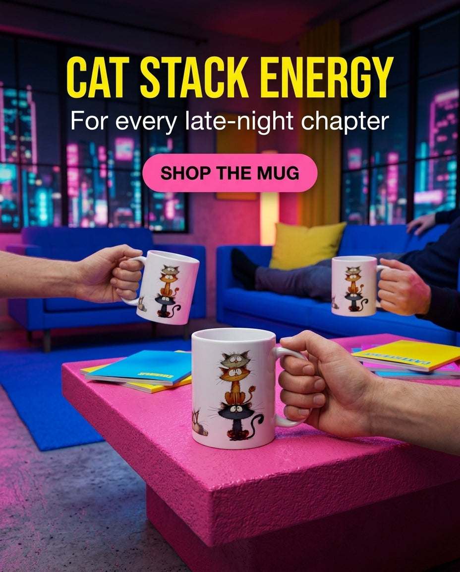 White Mug With a Funny Cat Print
