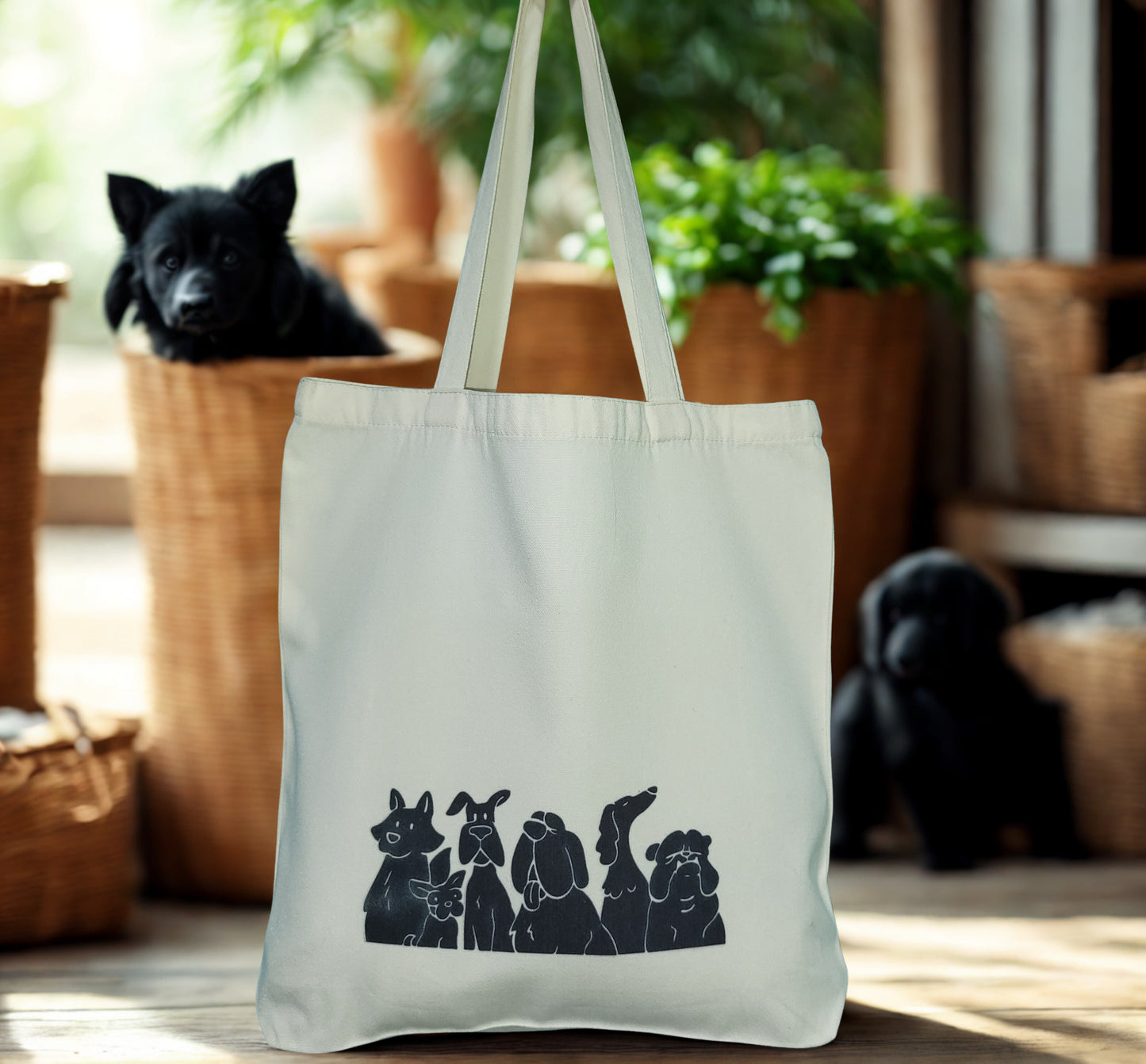 Tote Bag with a Whimsical Dog Print