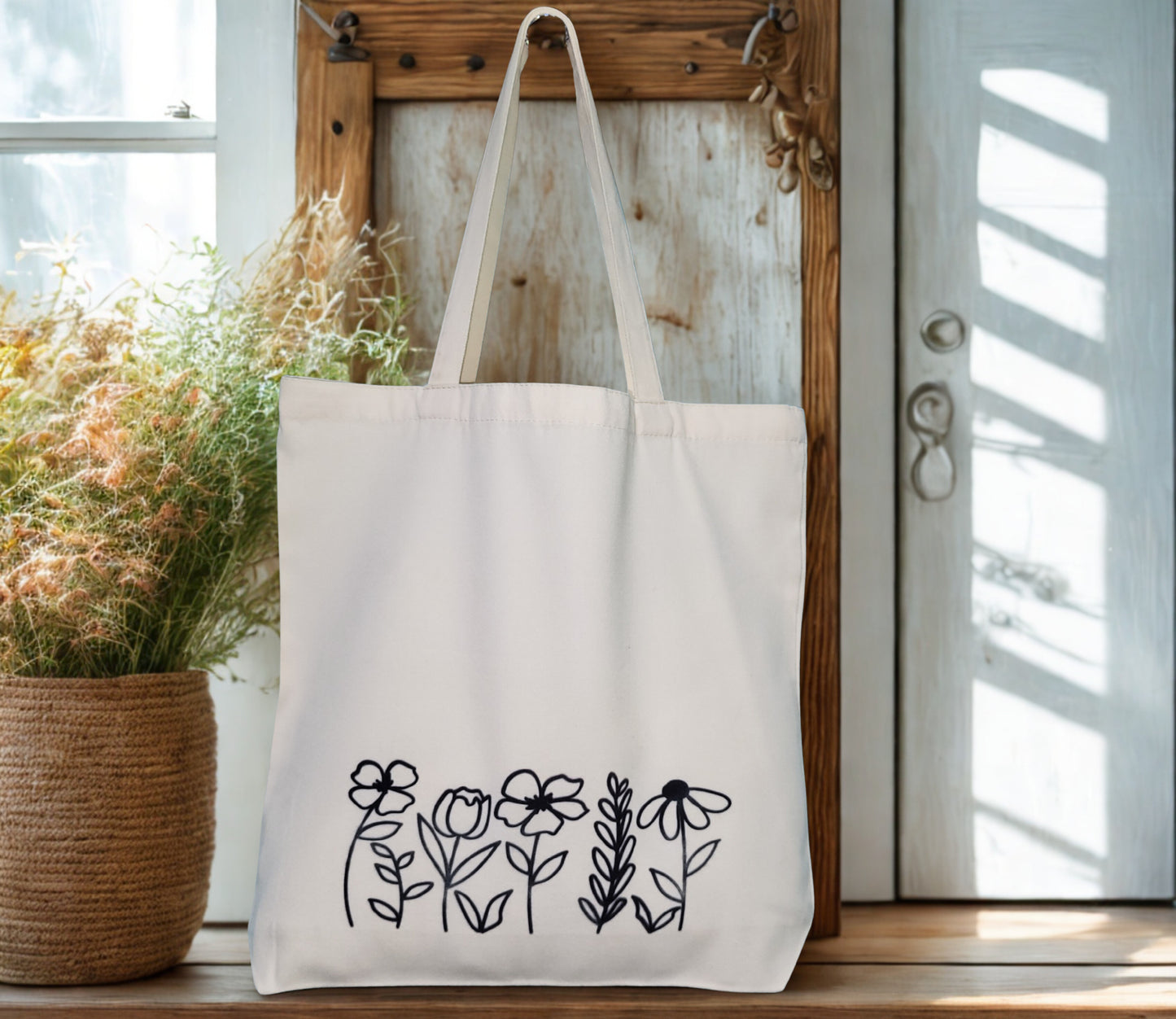 Tote Bag with a Flower Print