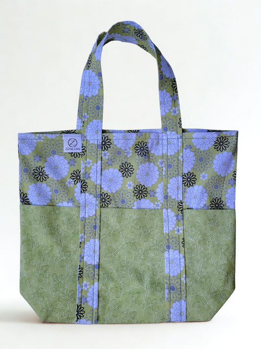 Tote Bag with Pockets (Flower)