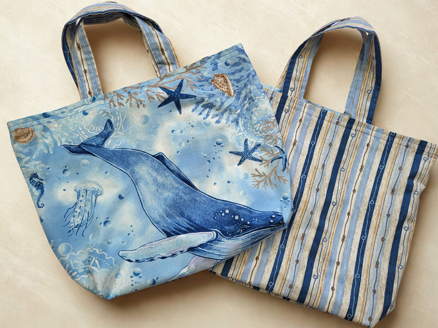 Reversible Tote Bag with Beach Inspired Design