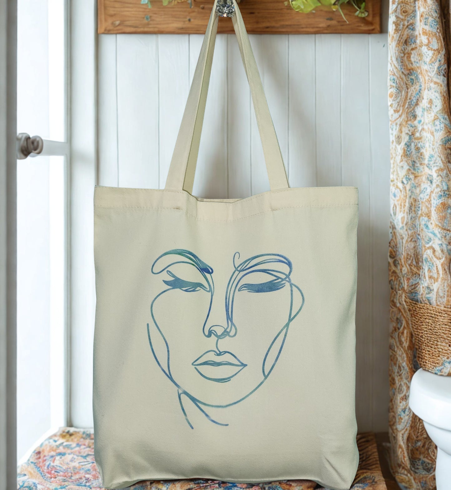 Tote Bag with a Woman's Face Print