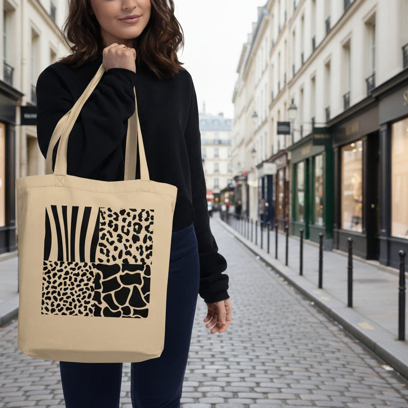 Eco Tote Bag with Animal Print