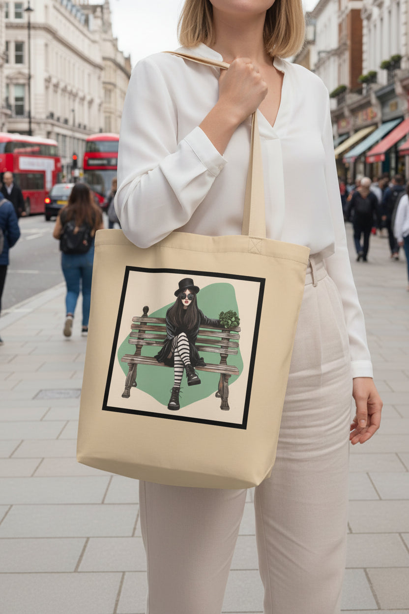 Eco Tote Bag with Goth Girl Print
