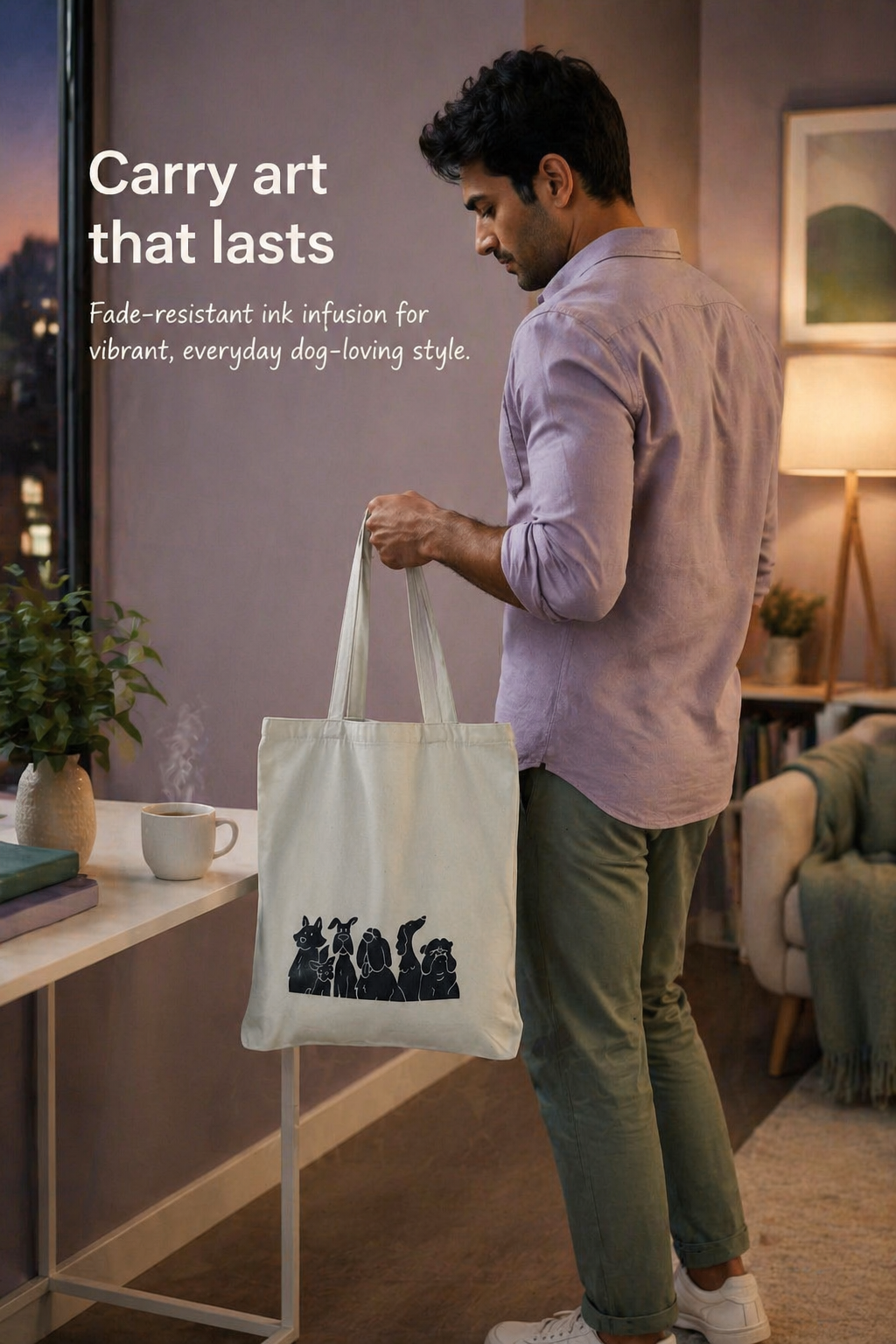 Tote Bag with a Whimsical Dog Print