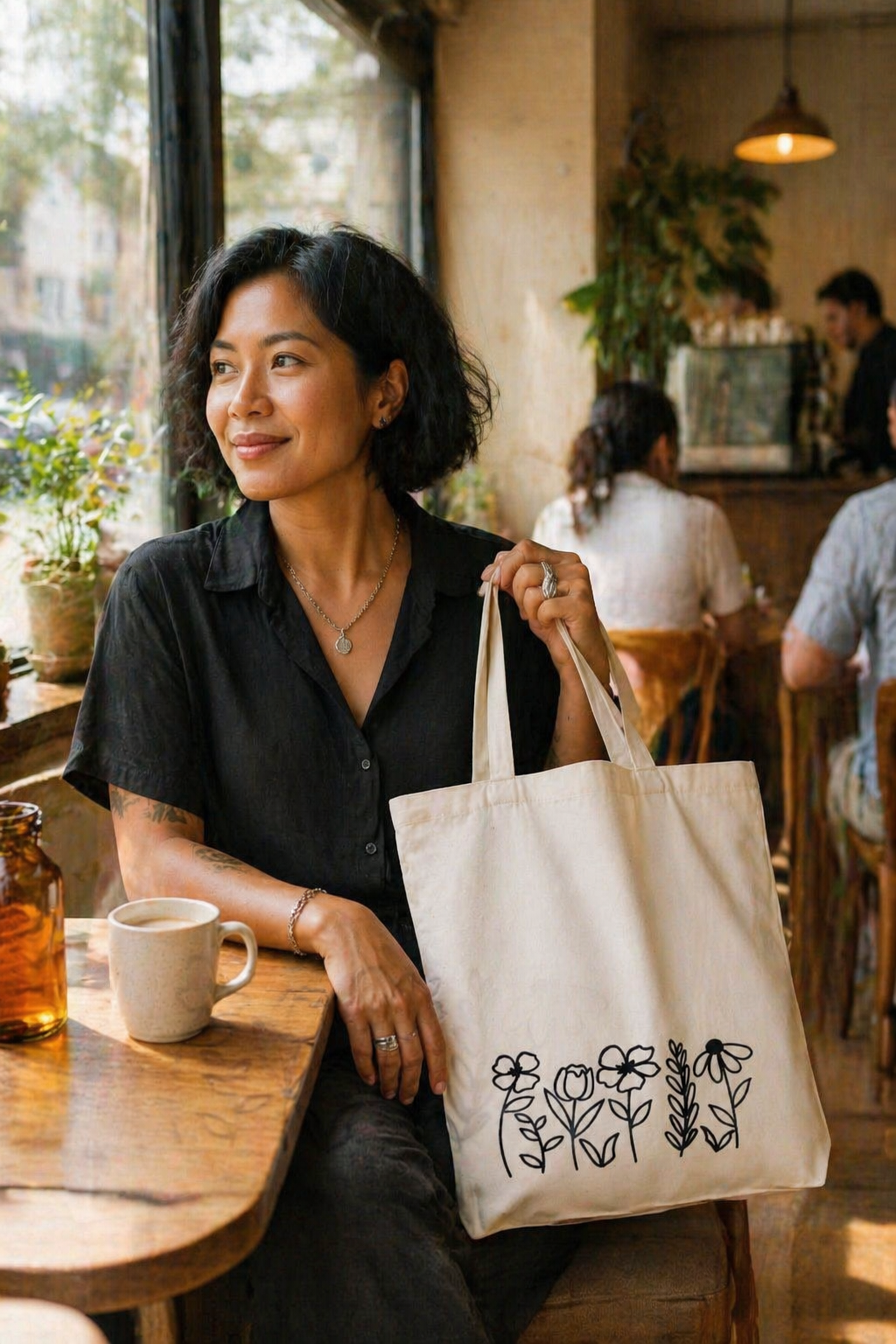 Tote Bag with a Flower Print