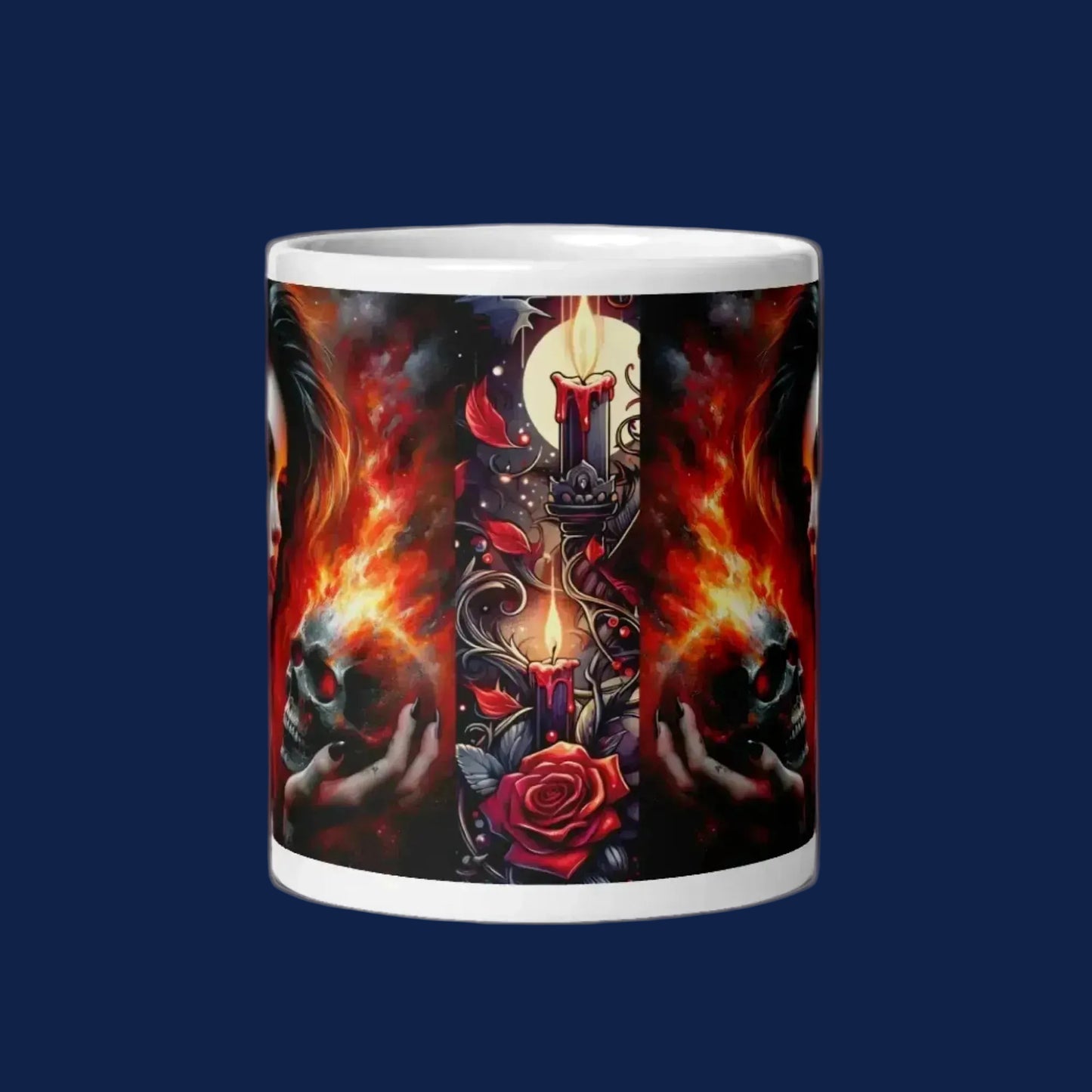White Mug with Gothic Print