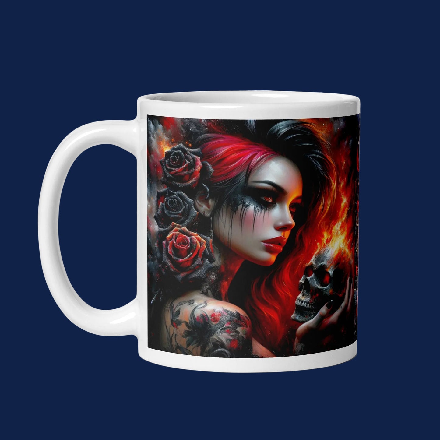 White Mug with Gothic Print